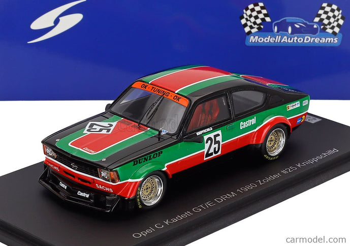 Opel Kadett C GT/E N°25 DRM Zolder 1980 Knippschild 1:43 Spark Model zelená čierna oranžová