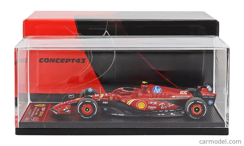 Ferrari F1 SF-24 Team Scuderia Ferrari SF24 N°55 2. Miesto Austin USA GP 2024 Carlos Sainz 1:43 BBR Models červená čierna