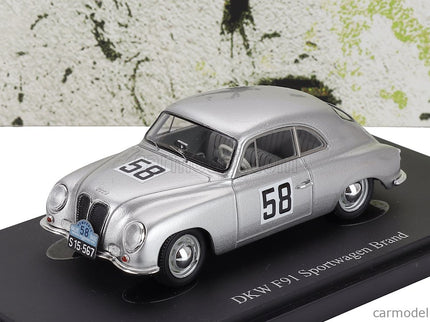 DKW F91 Sportwagen Brand N°58 Rally Semperit Germany 1954 1:43 Autocult strieborná