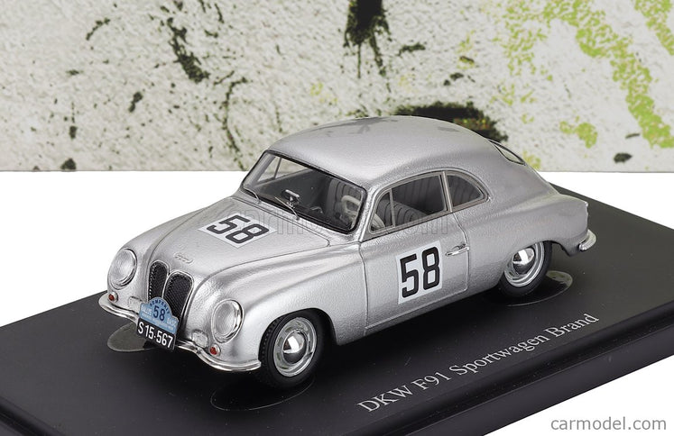 DKW F91 Sportwagen Brand N°58 Rally Semperit Germany 1954 1:43 Autocult strieborná