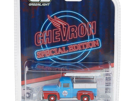 Ford F-100 Pick-UP Chevron Gasoline 1956 1:64 Greenlight modrá červená