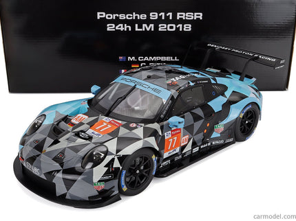 Porsche 911 991 RSR Team Dempsey Proton Racing N°77 Víťaz Lmgte AM 24h Le Mans 2018 Matt Campbell - Christian Ried - Julien Andlauer 1:12 IXO Models sivá svetlomodrá