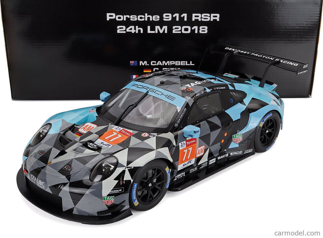 Porsche 911 991 RSR Team Dempsey Proton Racing N°77 Víťaz Lmgte AM 24h Le Mans 2018 Matt Campbell - Christian Ried - Julien Andlauer 1:12 IXO Models sivá svetlomodrá