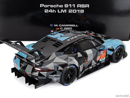 Porsche 911 991 RSR Team Dempsey Proton Racing N°77 Víťaz Lmgte AM 24h Le Mans 2018 Matt Campbell - Christian Ried - Julien Andlauer 1:12 IXO Models sivá svetlomodrá