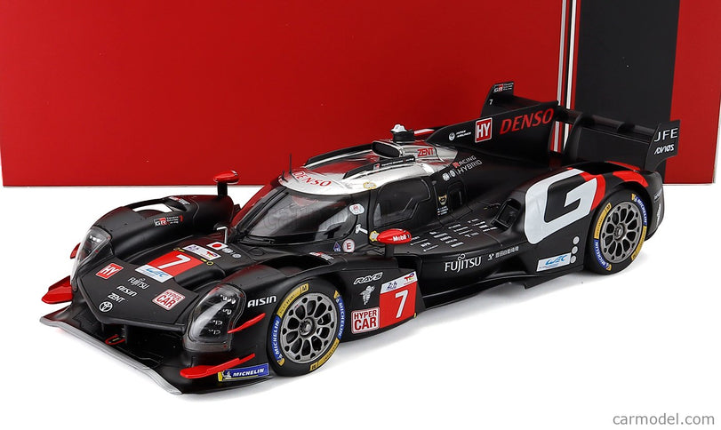 Toyota GR010 3.5L V6 Turbo Hybrid Team Gazoo Racing N°7 2. Miesto 24h Le Mans 2024 Kamui Kobayashi - Jose Maria Lopez - Nyck De Vries 1:18 IXO Models čierna