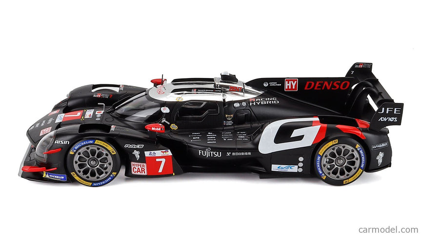 Toyota GR010 3.5L V6 Turbo Hybrid Team Gazoo Racing N°7 2. Miesto 24h Le Mans 2024 Kamui Kobayashi - Jose Maria Lopez - Nyck De Vries 1:18 IXO Models čierna