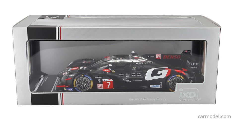 Toyota GR010 3.5L V6 Turbo Hybrid Team Gazoo Racing N°7 2. Miesto 24h Le Mans 2024 Kamui Kobayashi - Jose Maria Lopez - Nyck De Vries 1:18 IXO Models čierna