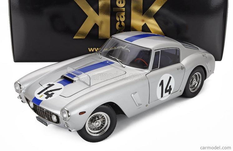 Ferrari 250GT Swb 3.0L V12 Coupe Team Noblet N°14 3. Miesto 24h Le Mans 1961 Pierre Noblet - Jean Guichet 1:12 KK Scale strieborná modrá