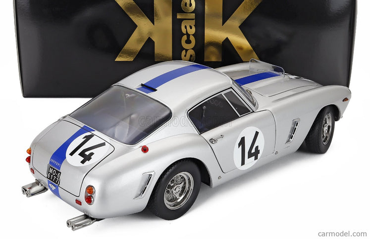 Ferrari 250GT Swb 3.0L V12 Coupe Team Noblet N°14 3. Miesto 24h Le Mans 1961 Pierre Noblet - Jean Guichet 1:12 KK Scale strieborná modrá