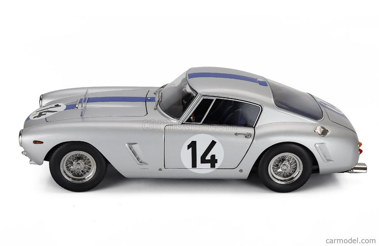 Ferrari 250GT Swb 3.0L V12 Coupe Team Noblet N°14 3. Miesto 24h Le Mans 1961 Pierre Noblet - Jean Guichet 1:12 KK Scale strieborná modrá