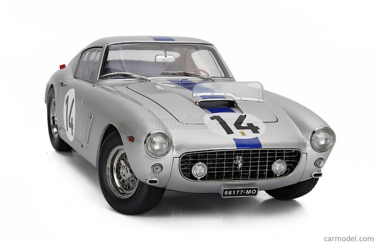 Ferrari 250GT Swb 3.0L V12 Coupe Team Noblet N°14 3. Miesto 24h Le Mans 1961 Pierre Noblet - Jean Guichet 1:12 KK Scale strieborná modrá