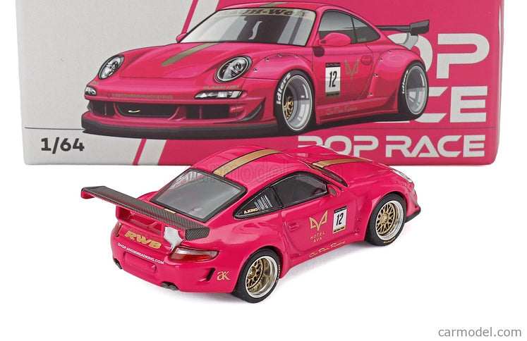 Porsche 911 997 Coupe RWB Rauh Welt 2007 1:64 Pop Race ružová