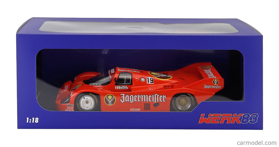 Porsche 956B Jagermeister Team Brun Motorsport N°19 Víťaz 1000km Imola 1984 Hans Joachim Stuck - Stefan Bellof 1:18 Werk83 oranžová