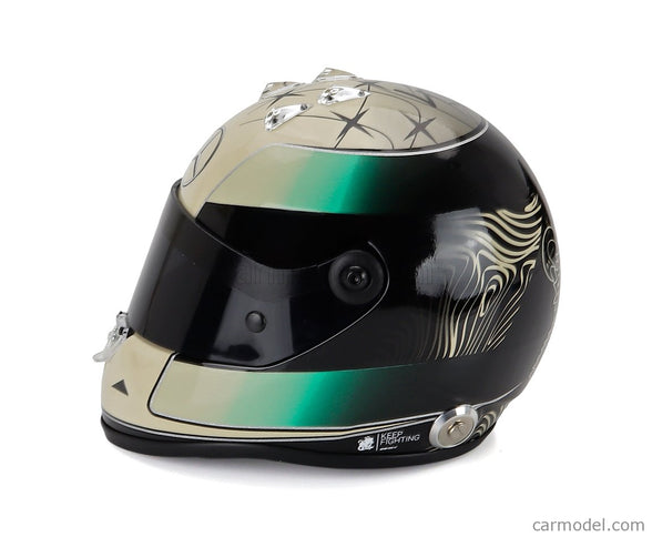 Schuberth Helmet Helma F1 Mick Schumacher Team AMG Petronas Motorsport N°47 (third Pilot) Sezóna 2024 1:2 Mini Helmet zlatá zelená čierna