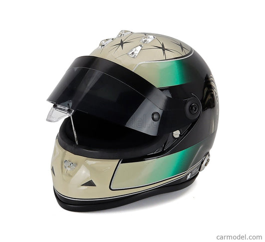 Schuberth Helmet Helma F1 Mick Schumacher Team AMG Petronas Motorsport N°47 (third Pilot) Sezóna 2024 1:2 Mini Helmet zlatá zelená čierna