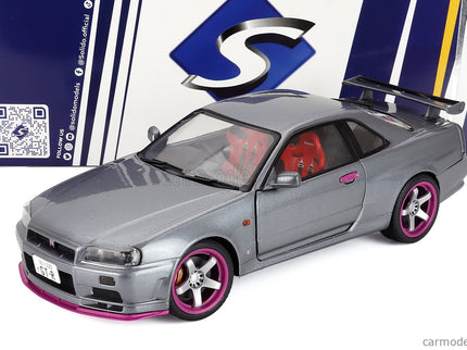 Nissan Skyline GT-R (BNR34) Coupe 1999 1:18 Solido sivá