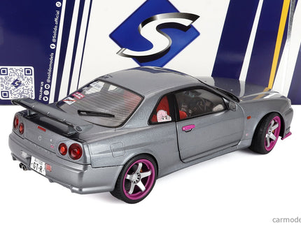 Nissan Skyline GT-R (BNR34) Coupe 1999 1:18 Solido sivá