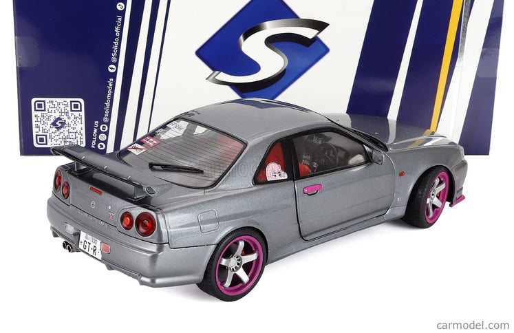 Nissan Skyline GT-R (BNR34) Coupe 1999 1:18 Solido sivá
