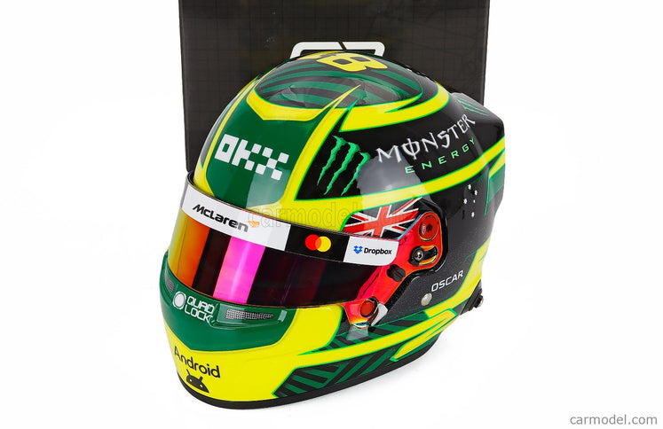 Bell Helmet Oscar Piastri 2026 F1 Australian GP Team Mclaren Mastercard N°81 1:2 Mini Helmet žltá zelená