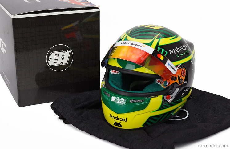 Bell Helmet Oscar Piastri 2026 F1 Australian GP Team Mclaren Mastercard N°81 1:2 Mini Helmet žltá zelená