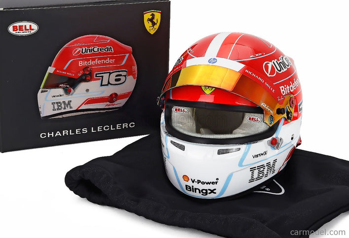 Bell Helmet Charles Leclerc 2026 F1 SF-26 Team Ferrari HP N°16 1:2 Mini Helmet červená biela