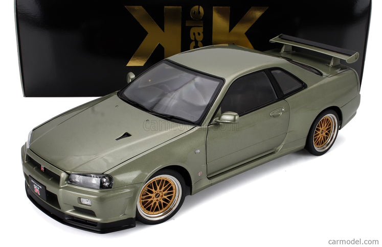 Nissan Skyline GT-R (R34) V-Spec Nur 2001 - Cerchi Bbs - Bbs Disky 1:12 KK Scale zelená metalická