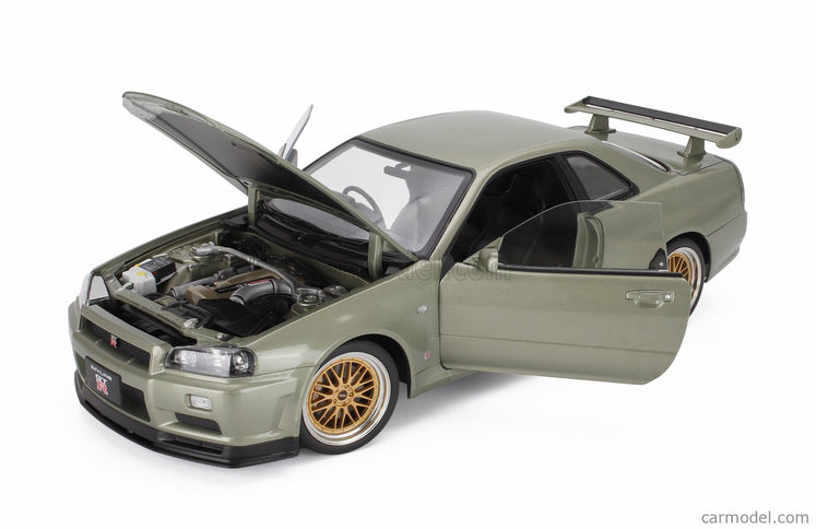 Nissan Skyline GT-R (R34) V-Spec Nur 2001 - Cerchi Bbs - Bbs Disky 1:12 KK Scale zelená metalická
