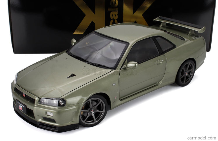 Nissan Skyline GT-R (R34) V-Spec Nur 2001 - Cerchi Oem - Oem Disky 1:12 KK Scale zelená metalická