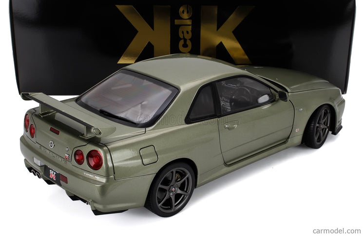 Nissan Skyline GT-R (R34) V-Spec Nur 2001 - Cerchi Oem - Oem Disky 1:12 KK Scale zelená metalická