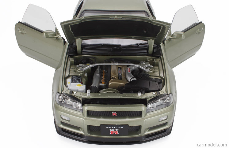 Nissan Skyline GT-R (R34) V-Spec Nur 2001 - Cerchi Oem - Oem Disky 1:12 KK Scale zelená metalická