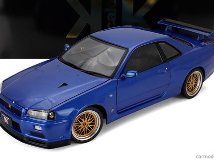 Nissan Skyline GT-R (R34) V-Spec II 2001 - Cerchi Bbs - Bbs Disky 1:12 KK Scale modrá metalická