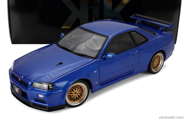 Nissan Skyline GT-R (R34) V-Spec II 2001 - Cerchi Bbs - Bbs Disky 1:12 KK Scale modrá metalická