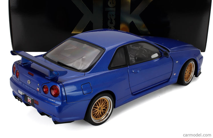 Nissan Skyline GT-R (R34) V-Spec II 2001 - Cerchi Bbs - Bbs Disky 1:12 KK Scale modrá metalická