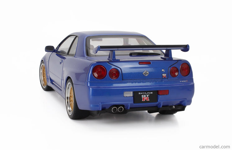 Nissan Skyline GT-R (R34) V-Spec II 2001 - Cerchi Bbs - Bbs Disky 1:12 KK Scale modrá metalická