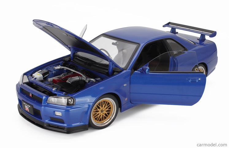 Nissan Skyline GT-R (R34) V-Spec II 2001 - Cerchi Bbs - Bbs Disky 1:12 KK Scale modrá metalická