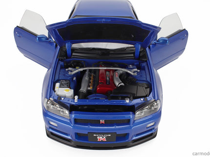 Nissan Skyline GT-R (R34) V-Spec II 2001 - Cerchi Bbs - Bbs Disky 1:12 KK Scale modrá metalická