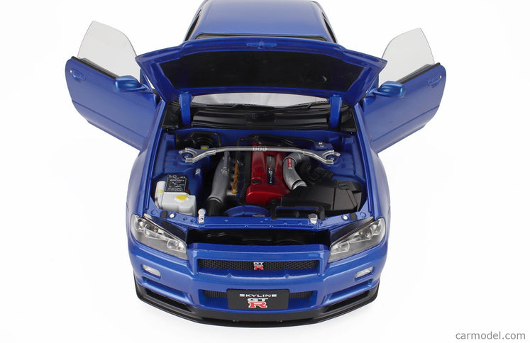 Nissan Skyline GT-R (R34) V-Spec II 2001 - Cerchi Bbs - Bbs Disky 1:12 KK Scale modrá metalická