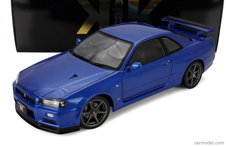 Nissan Skyline GT-R (R34) V-Spec II 2001 - Cerchi Oem - Oem Disky 1:12 KK Scale modrá metalická