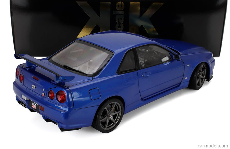 Nissan Skyline GT-R (R34) V-Spec II 2001 - Cerchi Oem - Oem Disky 1:12 KK Scale modrá metalická