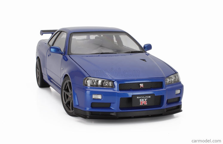 Nissan Skyline GT-R (R34) V-Spec II 2001 - Cerchi Oem - Oem Disky 1:12 KK Scale modrá metalická