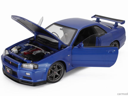 Nissan Skyline GT-R (R34) V-Spec II 2001 - Cerchi Oem - Oem Disky 1:12 KK Scale modrá metalická