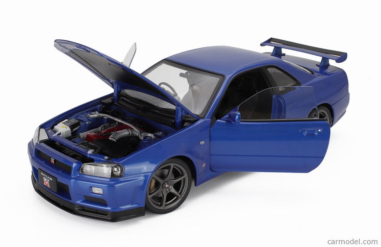 Nissan Skyline GT-R (R34) V-Spec II 2001 - Cerchi Oem - Oem Disky 1:12 KK Scale modrá metalická