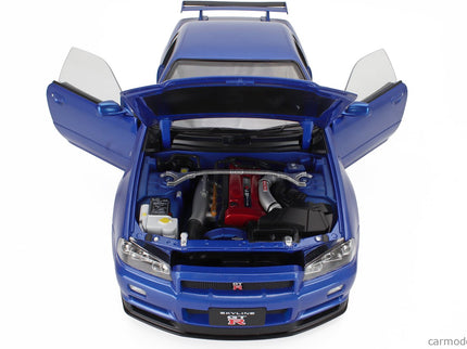 Nissan Skyline GT-R (R34) V-Spec II 2001 - Cerchi Oem - Oem Disky 1:12 KK Scale modrá metalická