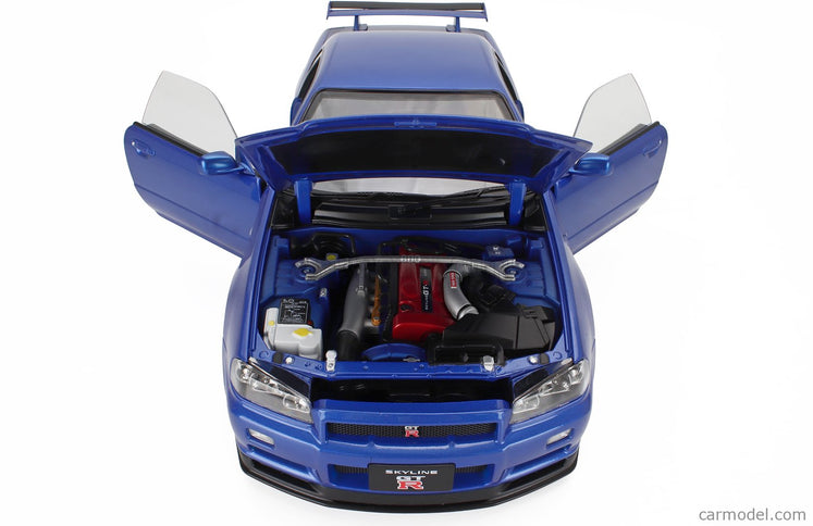 Nissan Skyline GT-R (R34) V-Spec II 2001 - Cerchi Oem - Oem Disky 1:12 KK Scale modrá metalická