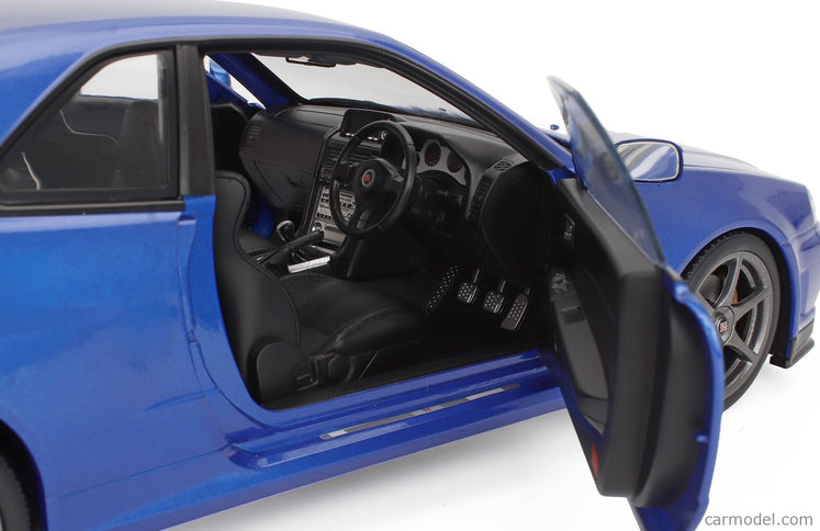 Nissan Skyline GT-R (R34) V-Spec II 2001 - Cerchi Oem - Oem Disky 1:12 KK Scale modrá metalická