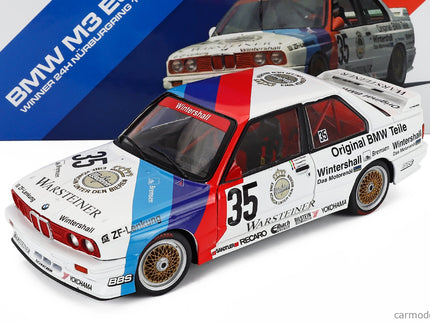 BMW M3 3-SERIES (E30) Team Schnitzer N°35 Víťaz 24h Nurburgring 1989 Emanuele Pirro - Roberto Ravaglia - Fabien Giroix 1:18 Werk83 biela červená modrá