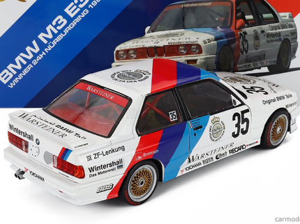 BMW M3 3-SERIES (E30) Team Schnitzer N°35 Víťaz 24h Nurburgring 1989 Emanuele Pirro - Roberto Ravaglia - Fabien Giroix 1:18 Werk83 biela červená modrá