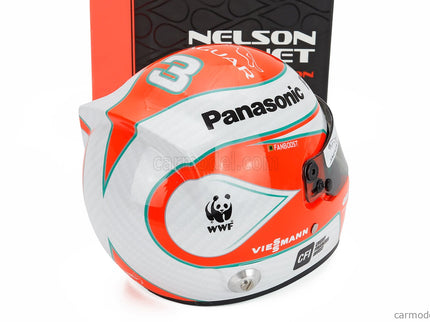 Bell Helmet Nelson Piquet Jr. 2019 Formula-E Team Jaguar Racing N°3 1:2 Mini Helmet červená biela
