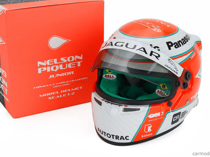 Bell Helmet Nelson Piquet Jr. 2019 Formula-E Team Jaguar Racing N°3 1:2 Mini Helmet červená biela