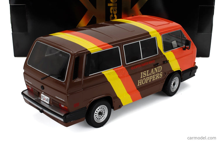 Volkswagen T3 Minibus Multivan Island Hoppers 1987 1:18 KK Scale hnedá oranžová žltá